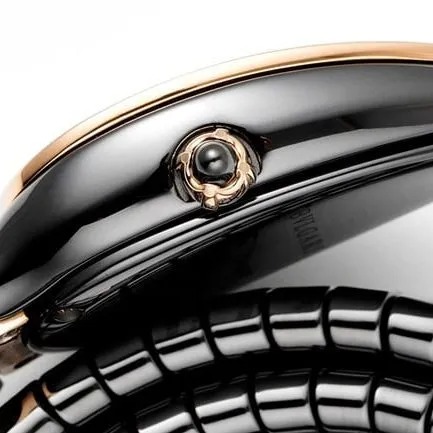 BV factory top-tier watch Bvlgari women's black dialceramicbraceletquartz watch front view