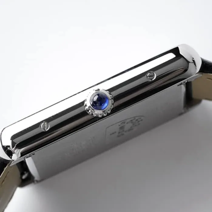 top-tier watch Cartier women's white dial tank series leather strap watch back cover picture
