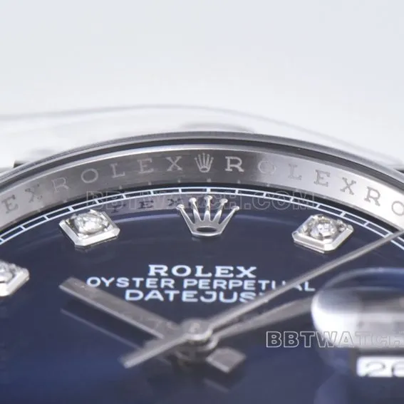 Factory C Rolex log top-tier 1:1high-quality replica36mmblue dial diamond hour markers m126234-0037front live photo
