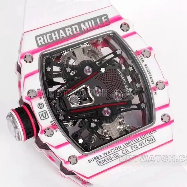 Richard Mille men's top-tier 1:1high-quality white rubber model RM 38-02braceletlive photos