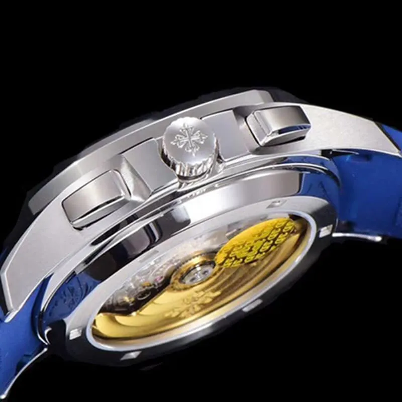 top-tier watch new Patek Philippe men's blue dial fashion grenade chronograph watch front view