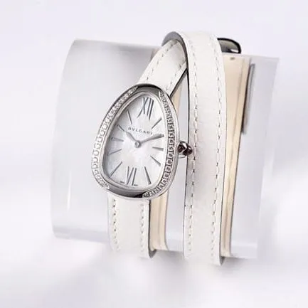 BV factory top-tier watch BvlgariquartzSerpenti series women's white dialleather strap watch front view