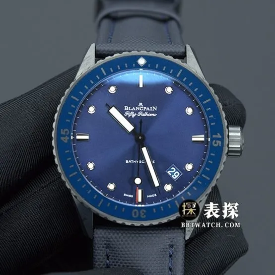 GF FactoryBlancpain Fifty Fathoms top-tier watch men's blue dialleather strap model pictures and prices clasplive photos