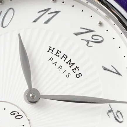 top-tier Hermès women's white dial purple belt women's classic watch series quartz watch front view