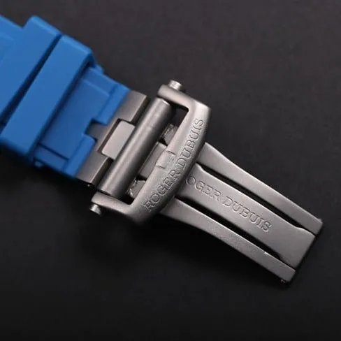 JB factory top-tier watch Roger Dubuis automatic movementtourbillon men's black dial blue rubber strap king series watch front view