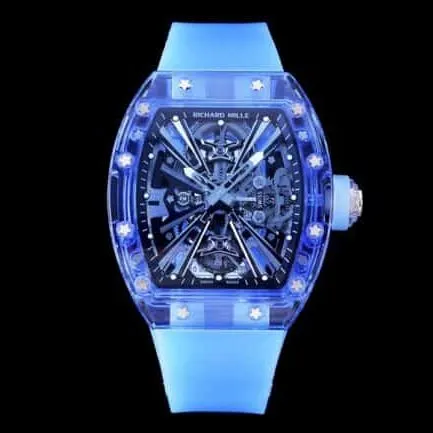 The extraordinary movement quality RM12-01 tourbillons apphire crystal transparent version movement picture reproduced by the high-quality Richard Milleblue dial from the famous manufacturer