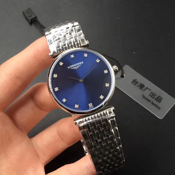 top-tier watch Longines couple watch blue dialsteel bracelet Jialan series watch back cover picture