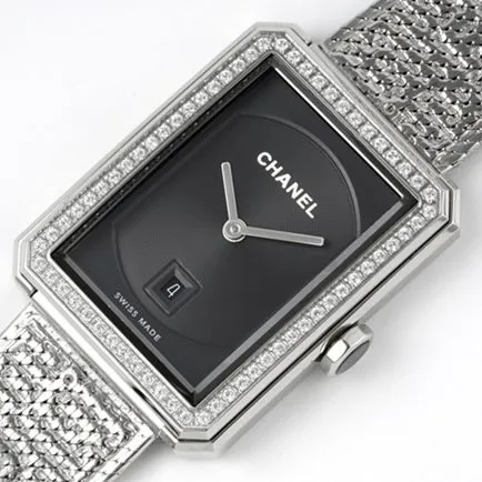 top-tier replicaChanel women's black dialsteel braceletBOY·FRIEND series hand front view