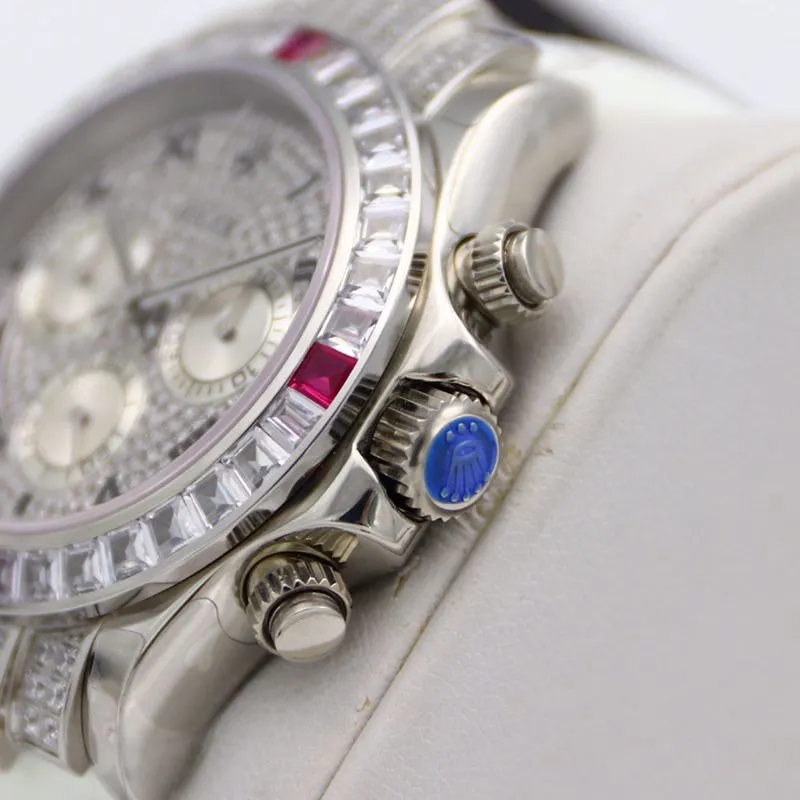 Rolextop-tier watch Daytona series pavé 116599 starry pink diamond men's watch front view