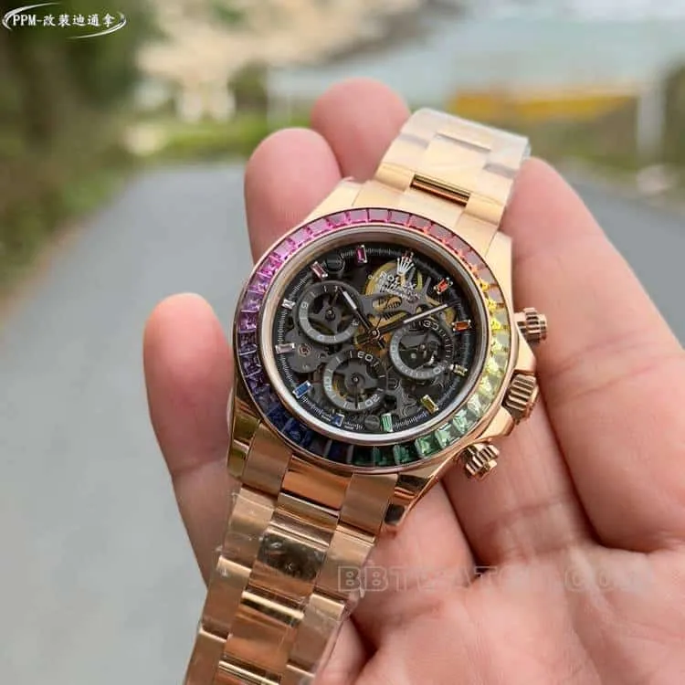 PPM Factory Rolex Daytona top-quality rainbow diamond bezel mechanical watch 116595