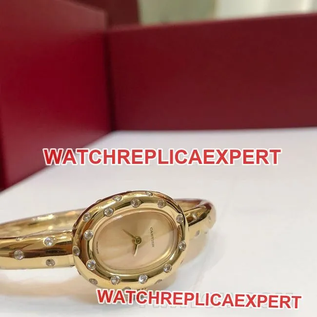 Top- watch BBA factory bathtub Cartier gold dial Moissan diamond British movement front actual photo