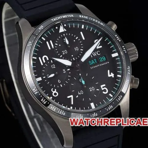 BLSIWC pilot top-tier 1:1high-quality replicablack dialchronograph rubber model IW388306front live photo