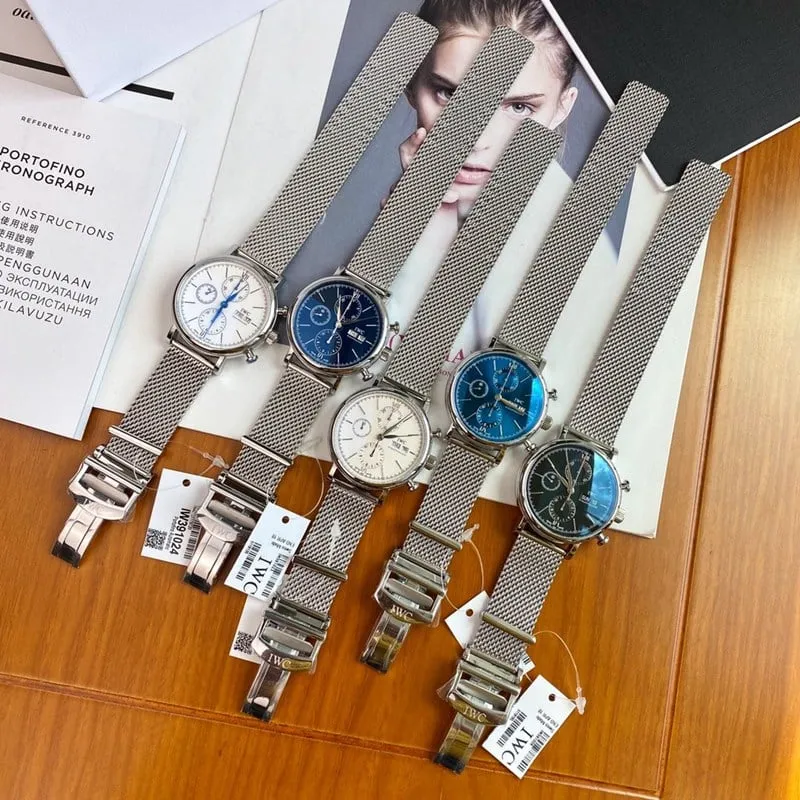 IWC Original IWC Portugieser Steel Milanese Strap Swiss ETA 7750 Movement Black, White, Blue Three Colors Case Back Photos