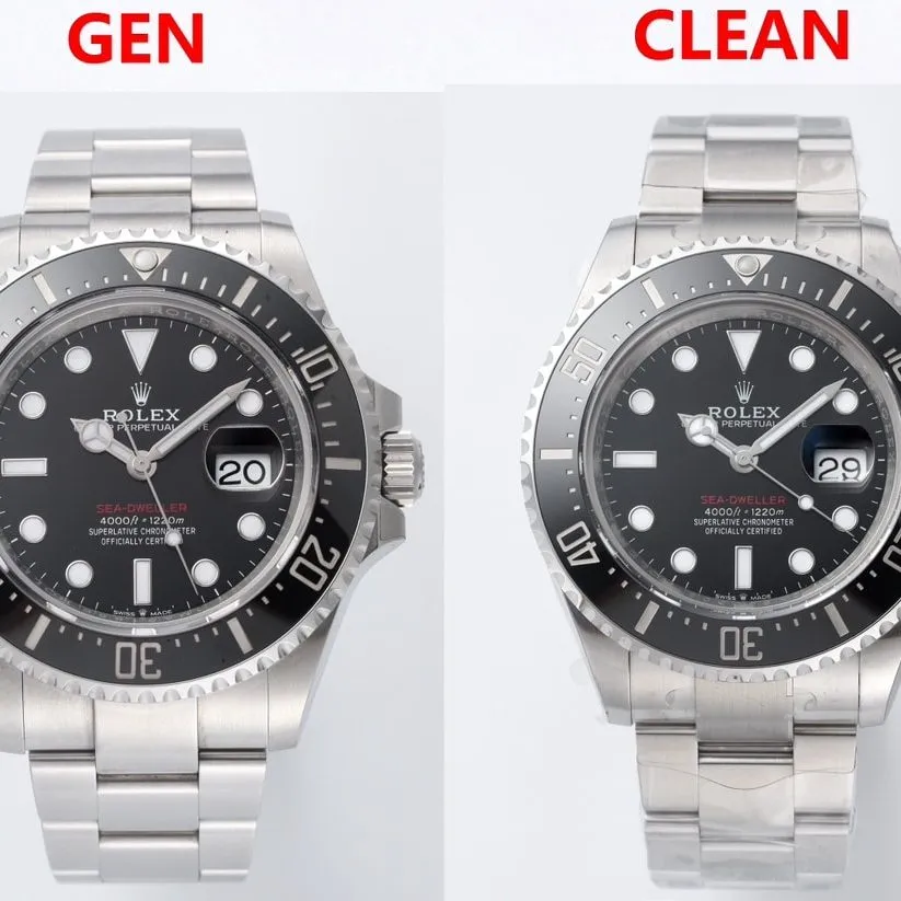 Comparative evaluation of genuine and fake single Red Seamaster from Factory C. Rolextop-tier watch bracelet comparison chart