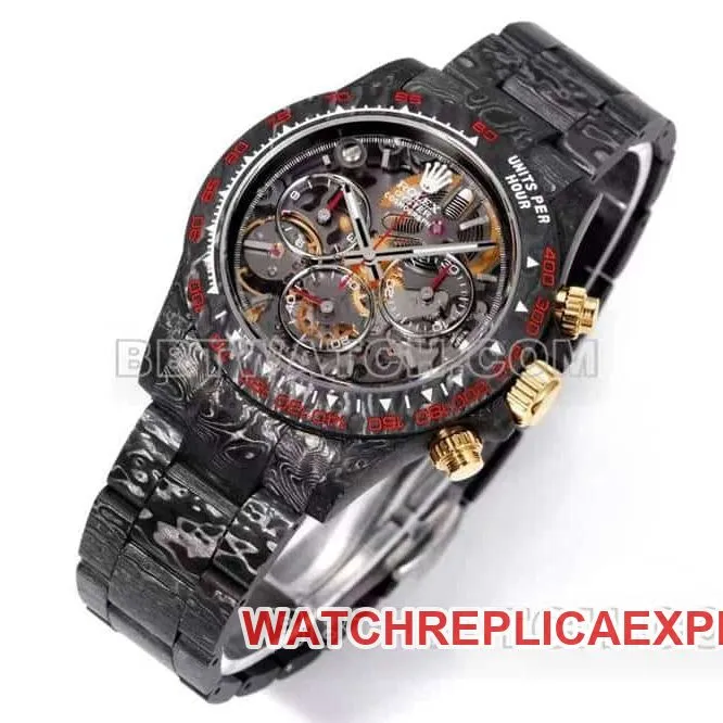 TW factory Rolex Daytona top-tier carbon fiber hollow plate black steel bracelet side live photo