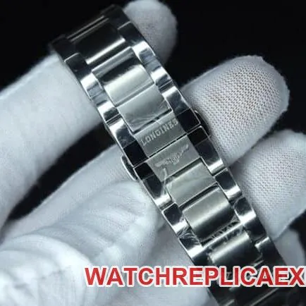 Longinestop-tier watch black dialsteel bracelet Concas four-pin simple and elegant men's fully automatic movement watch clasp picture
