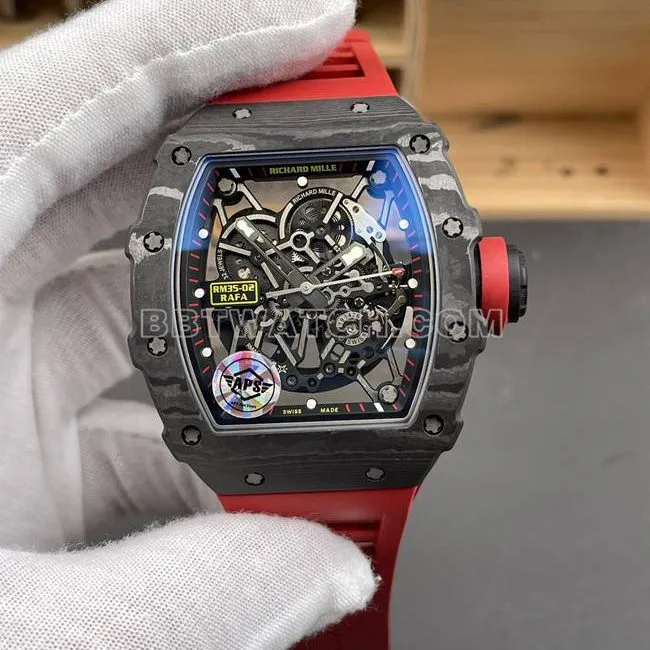 collectible watch APS factory Richard Mille carbon fiber red circle RM35-02caseback live photo