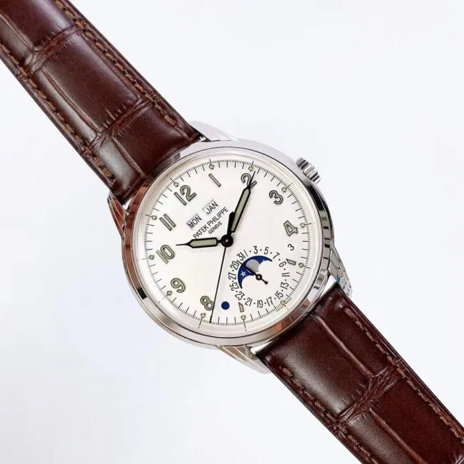 top-tier replicaPatek PhilippePP super complex function 5320G series white steel white dial men's mechanical watch front view