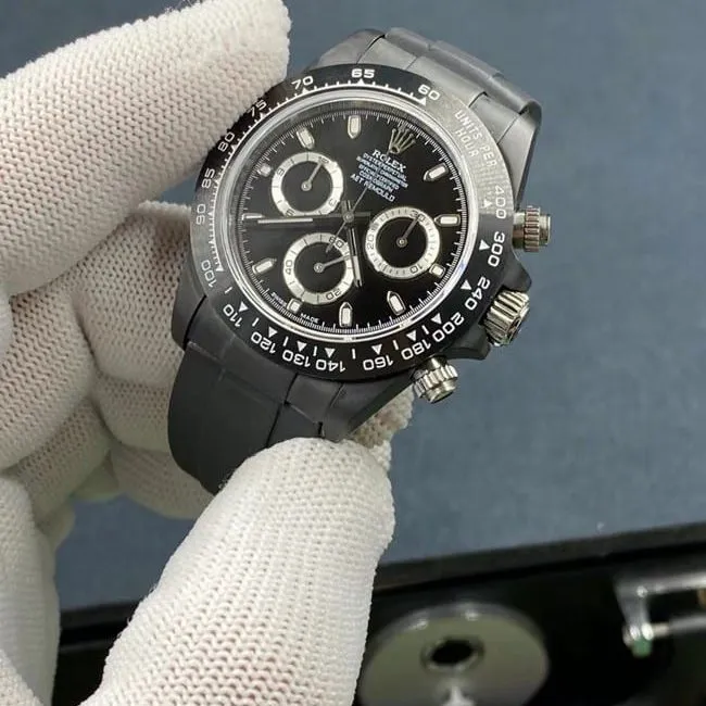top-tier watch Rolex Daytona series men's black dialsteel bracelet mechanical watch side view