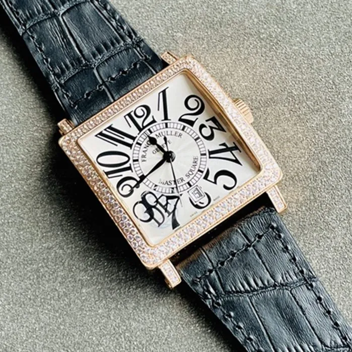 Top collectible watches Frankmuller Men's Gold Plate Full Star Series Belt Watch Front View