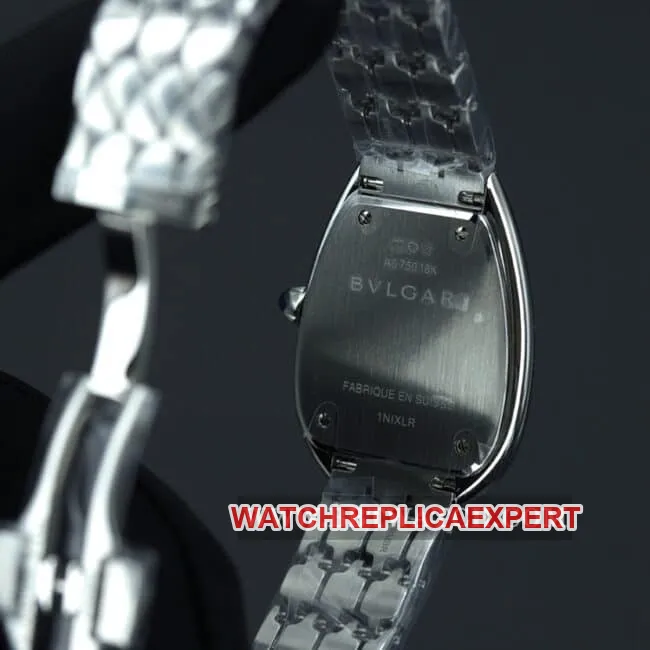 Bvlgaritop-tier watch ladies white dialsteel braceletSerpentiSeduttori gilt snake shadow quartz front view
