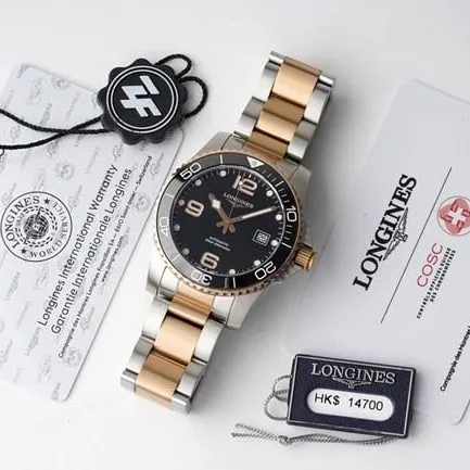 ZF FactoryLongines watch top-tier watch Concas diving series men's black dial gold belt automatic movement front view