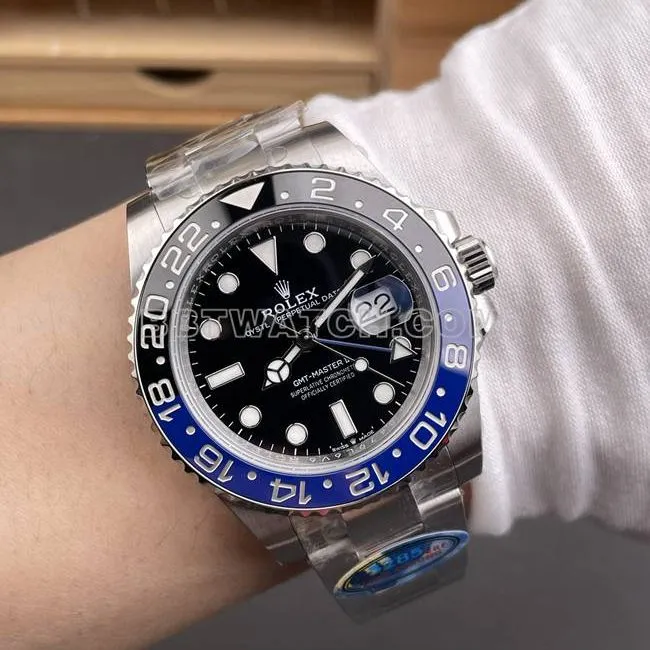 1:1replica watch ERF factory GMT-MasterRolexblack dialBatman bezel3285 mechanical front live photo