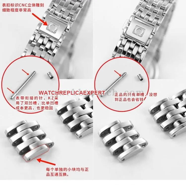 Evaluation of KZ Factory Omega De Ville Orbis top-tier replicaladies' watch versus genuine bracelet comparison chart