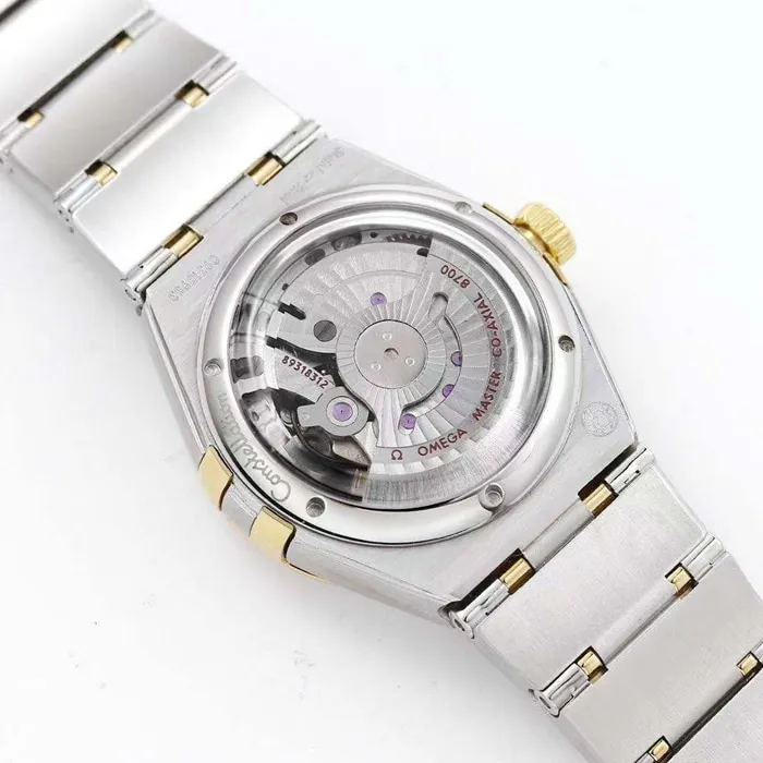 top-tier watch Omega women's gold plate constellation series steel bracelet watch clasp picture