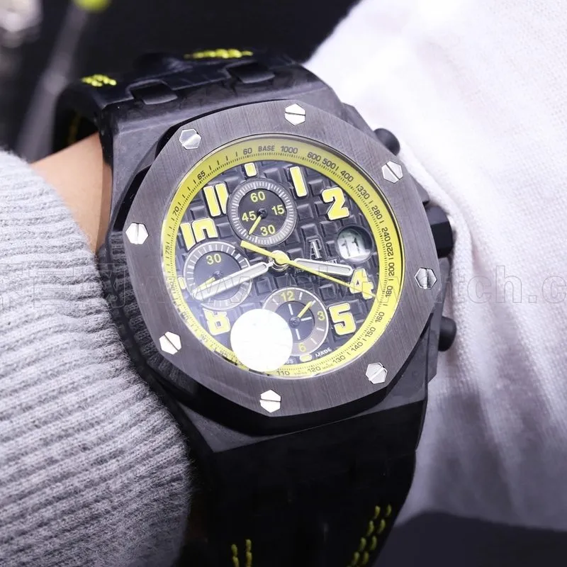 JF Audemars Piguet 26176FO Carbon Fiber 42mm Diameter 3126 Movement Men's Watch Review Front View