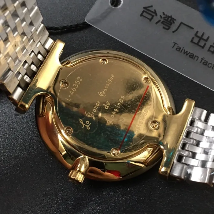 top-tier watch Longines couple white dial gold belt Jialan series steel braceletquartz watch front view