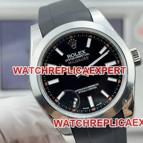 top-tier watch magnetic type VS FactoryRolexblack dial black rubber model front live photo