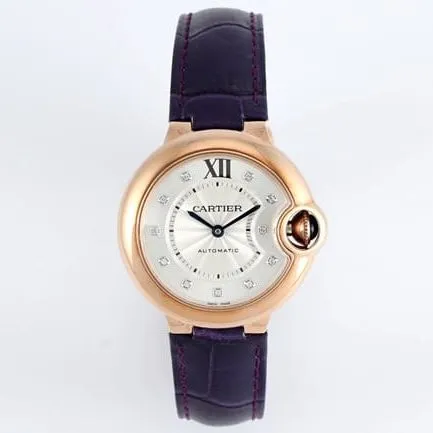 V6 factory top-tier watch Cartier women's white dial blue belt automatic movement blue balloon series watch front view