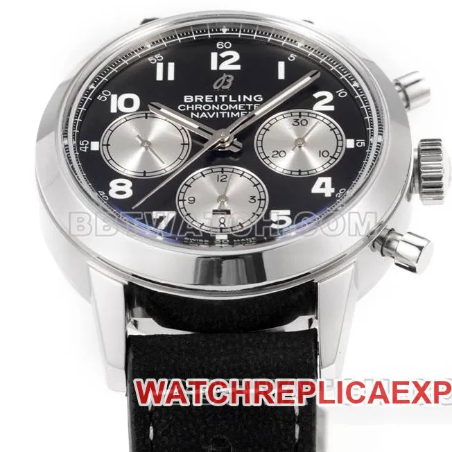 Breitlingtop-tier watch BLS factory Yueyang black dial41mmchronograph7750movementleather strap model front live photo
