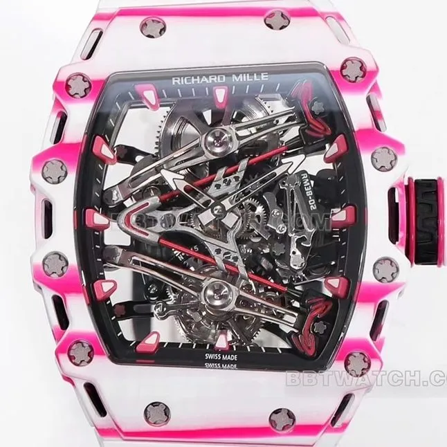 Richard Mille men's top-tier 1:1high-quality white rubber model RM 38-02front live photo
