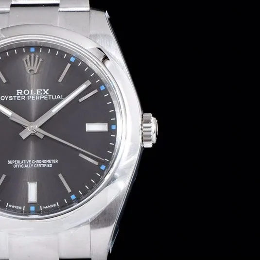 Rolextop-tierhigh-quality watch Oyster Perpetual series men's mechanical gray plate steel bracelet watch detail shots