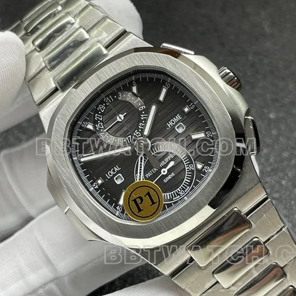 Patek Philippe collectible Watches Sport Elegant Gray Plate Mechanical Steel Strap Model 5990 Front Actual Picture