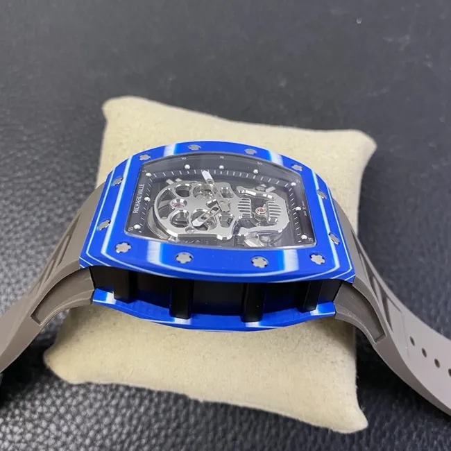 JB factory top-tier watch Richard Mille genuine tourbillonRM52-01 men's white dial black rubber strap mechanical watch front view