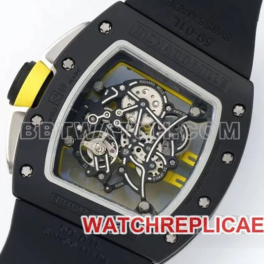 Richard Milletop-tier watch R factory hollow plate black rubber model RM061front live photo