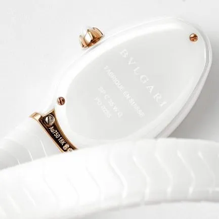 BV factory top-tier watch Bvlgariquartz women's white dialceramicbracelet watch back cover picture