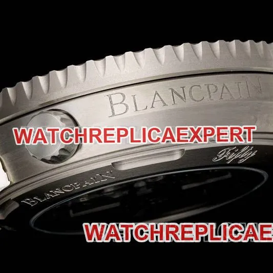 Blancpain collectible watch fifty fathoms black dial titanium mechanical white rubber model side live photo