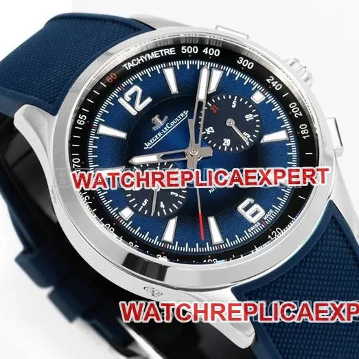 1:1replica watch Jaeger-LeCoultre Beichen blue dial mechanical blue rubber model front live photo