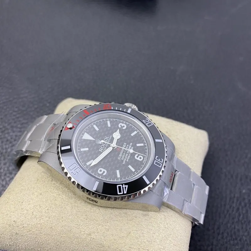 super cloneRolex modified watch sandblasted shell carbon disk front view