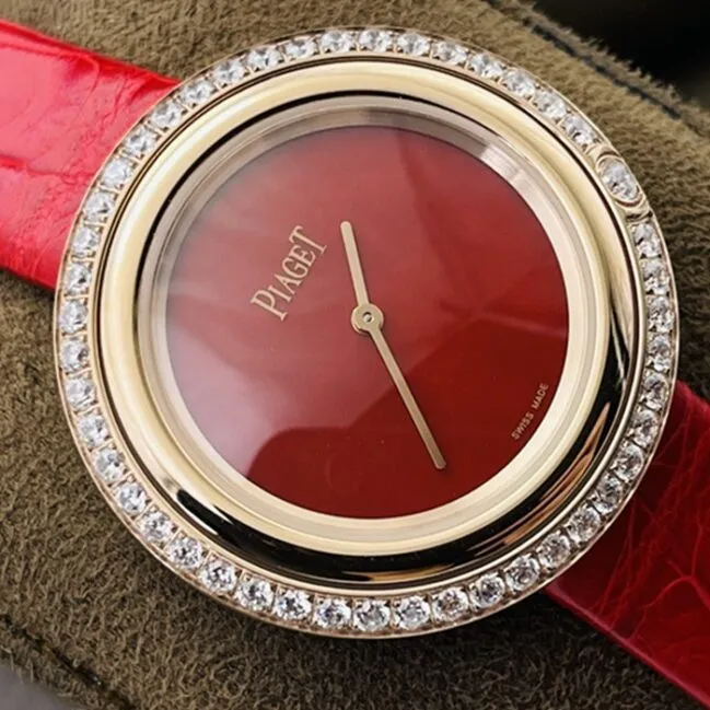 top-tier watch Piaget Men's V3 Upgraded Edition Red Plate red strap Time Series Watch Front View