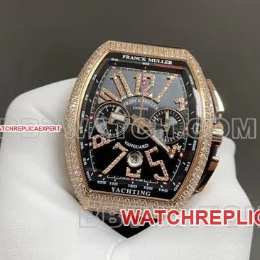 ABF factory Frank Muller top-tier watch V45black dial gold diamond case leather braceletcaseback live photo