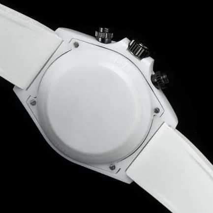 TW factory top-tier replicaRolex watch Daytona series fully automatic movement black dial white rubber strap front view