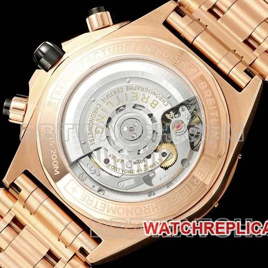 Breitling top collectible watches TF factory mechanical chronograph black disk 44mm rose gold steel strap models strap real picture