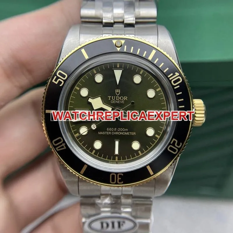 Tudortop-tier watch DIF factory Biwan 41mm green dial mechanical steel bracelet model front live photo