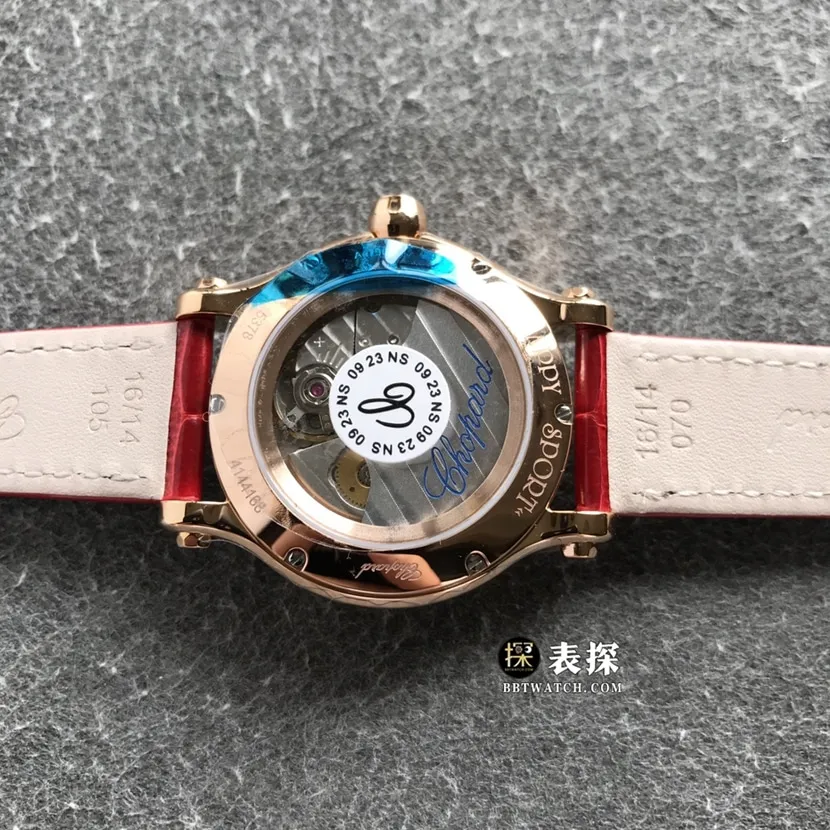 ZF FactoryChopard ladies top-tier watch red dial leather strap model pictures and prices front live photo