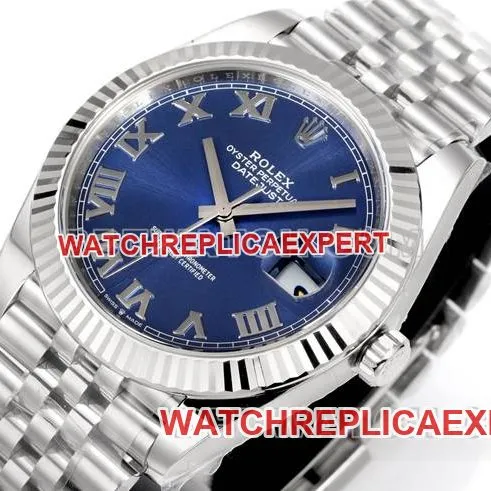 collectible watch log JF factory Rolexblue dial Roman numeral 3235 mechanical 41mm front live photo